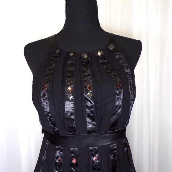 Sue Wong Nocturne Dress sz 4 Black Silk Halter Ribbon Steampunk Goth Whimsigoth - Picture 9 of 10